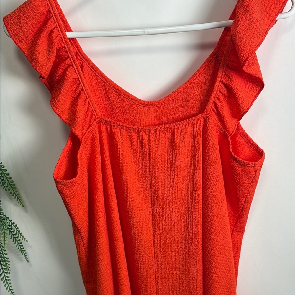Orange Ruffled V-Neck Sundress - Picture 7 of 8